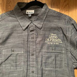 Disneyland Resort Mens Button Shirt L Gray Disney Grand Californian CA Hotel